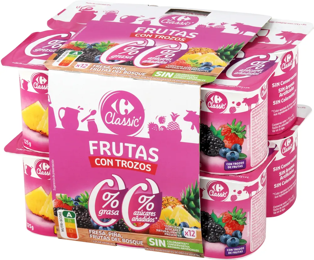 Yogur 00% Con Frutas (Fresa, Piña Y Fdb)