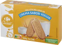 Galleta rellena de crema sabor yogur