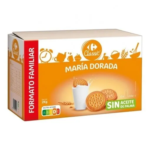 Galleta dorada sin aceite de palma