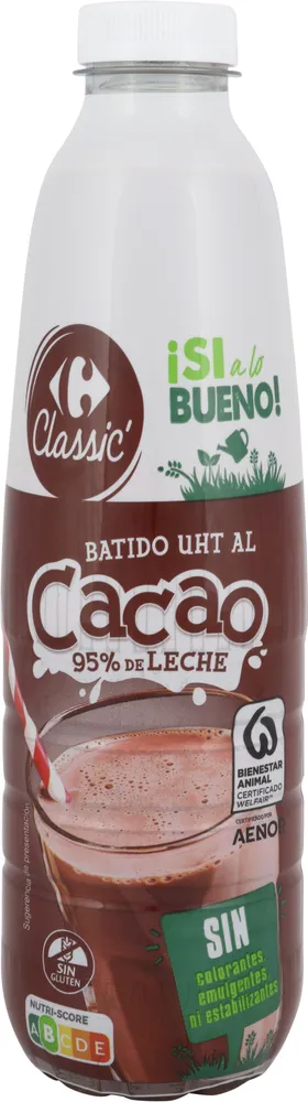 Batido chocolate 95% de leche sin colorantes