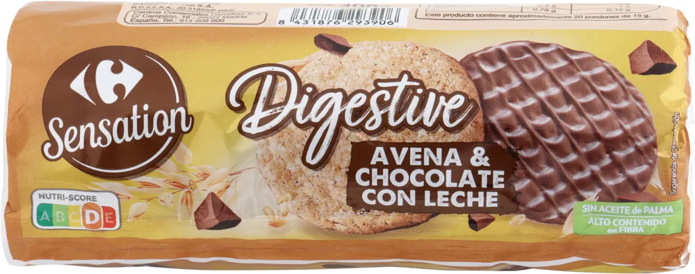 Digestive avena y chocolate con leche