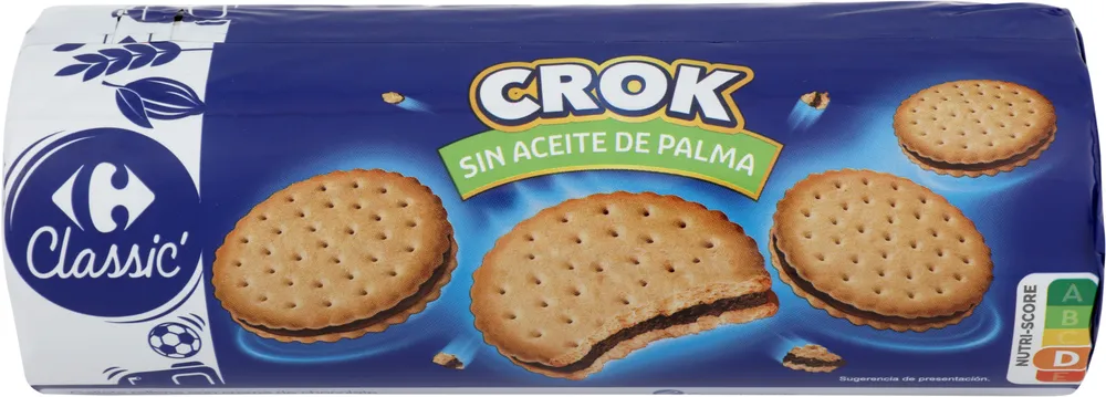 Galleta rellena con crema de chocolate