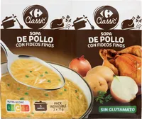 Sopa pollo con fideos