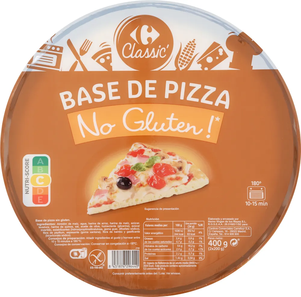 Base de pizza No gluten