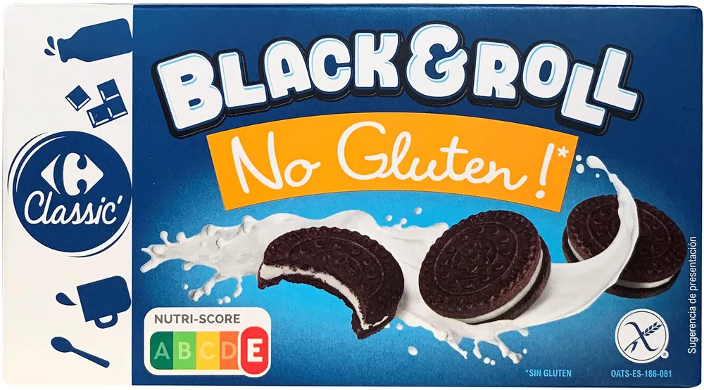 Galletas rellenas de crema black&roll sin gluten