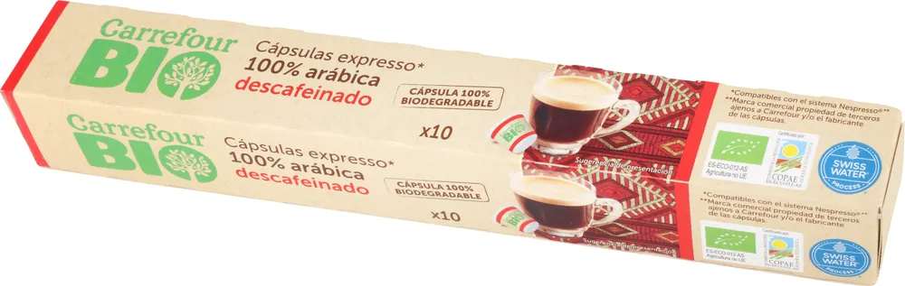 Café expresso descafeinado 100% arábica cápsulas