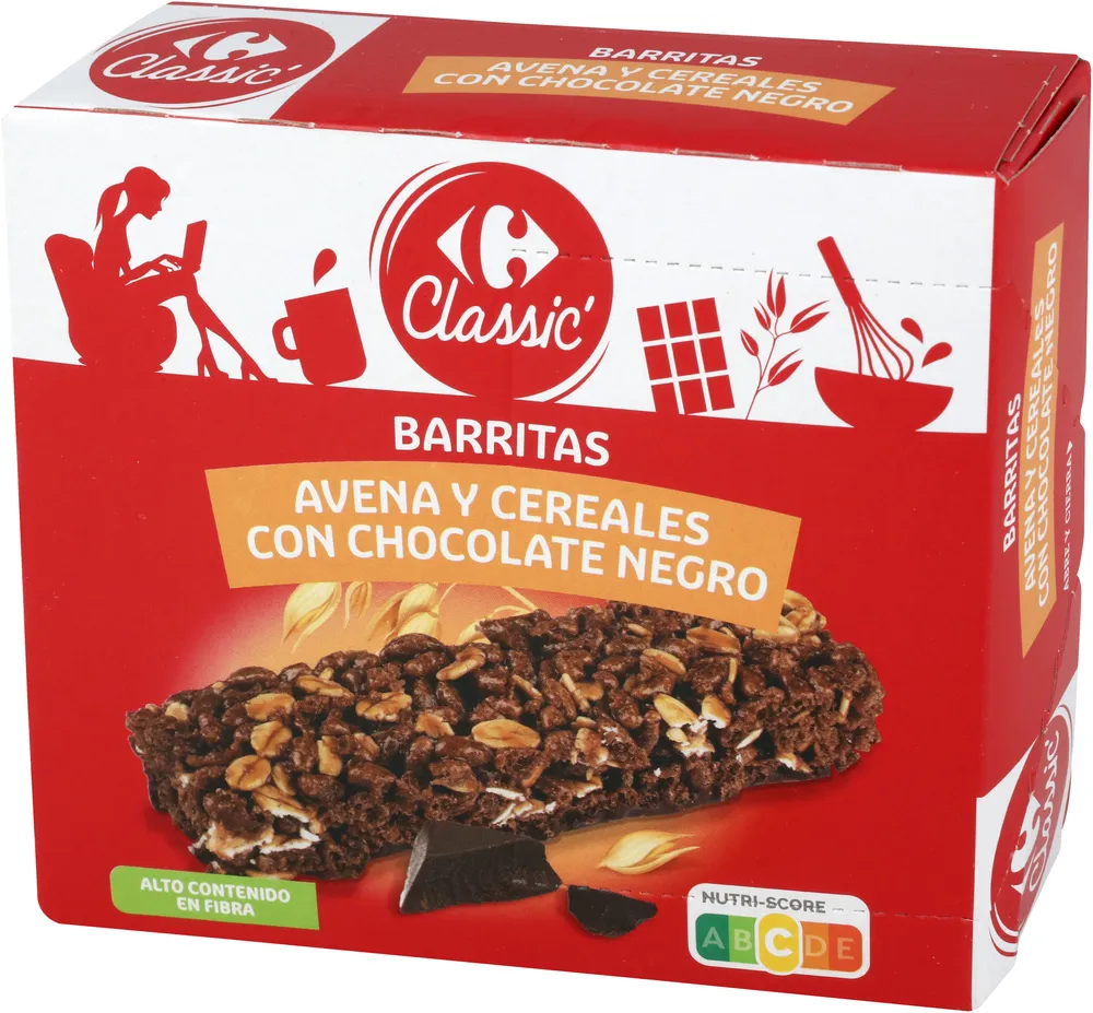 Barritas Avena Y Cereales Con Chocolate Negro