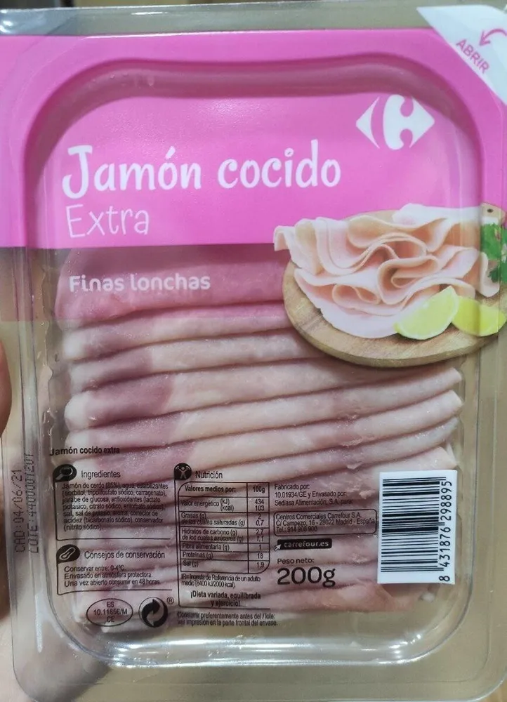 Jamón Cocido Extra Finas Lonchas