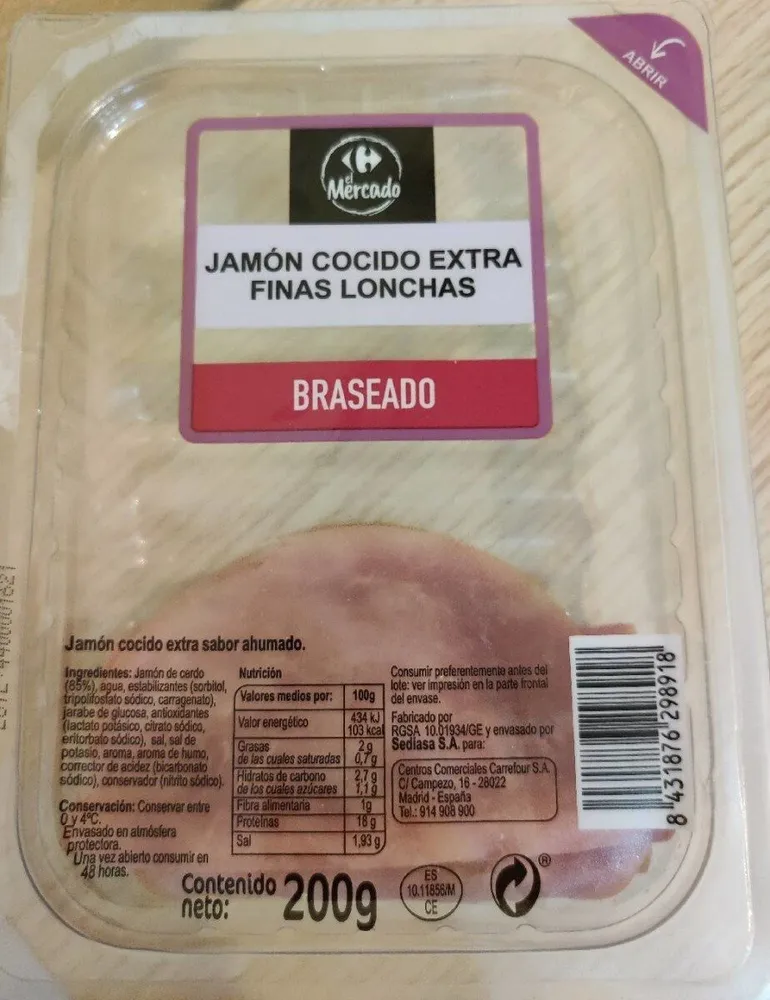Jamón cocido extra finas lonchas