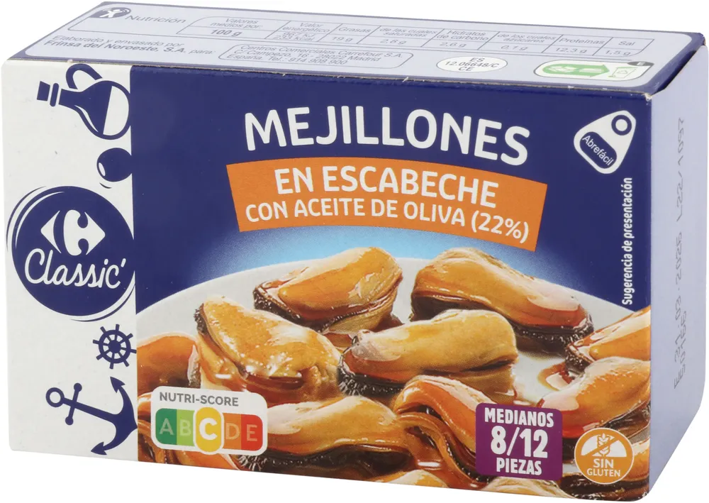 MEJILLONES ESCABECHE CON ACEITE DE OLIVA