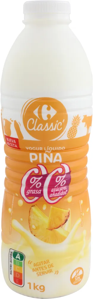 Yogur líquido piña sin azúcares