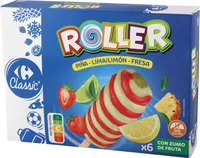 Helado roler espiral piña, lima limón y fresa