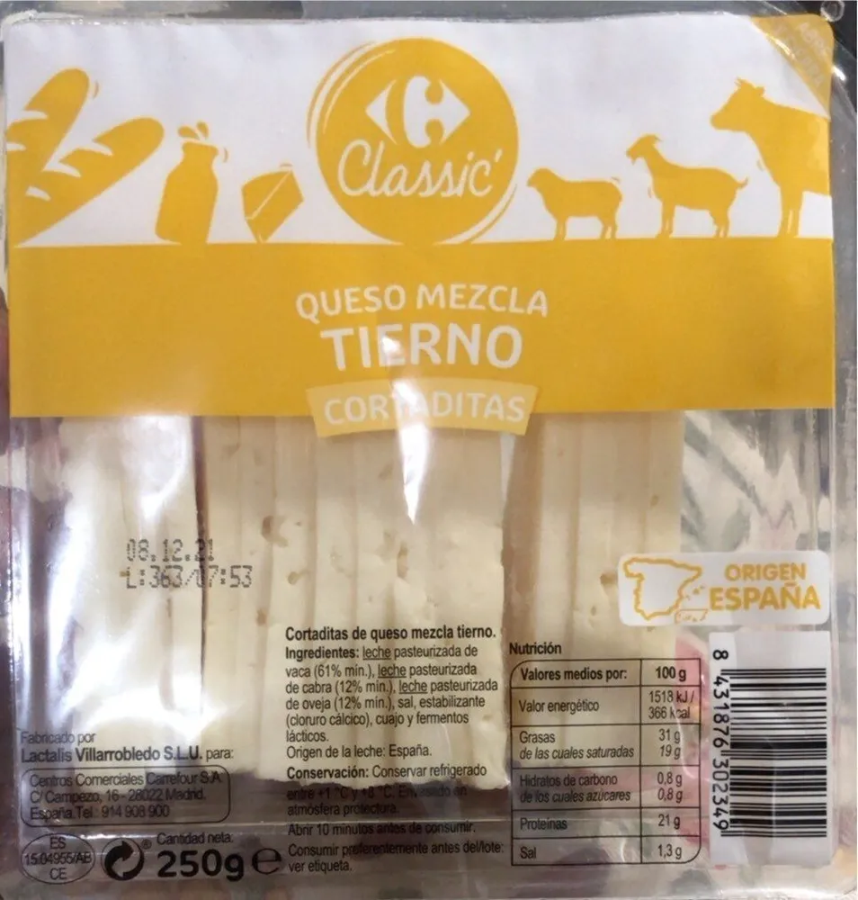 Queso mezcla tierno cortaditas