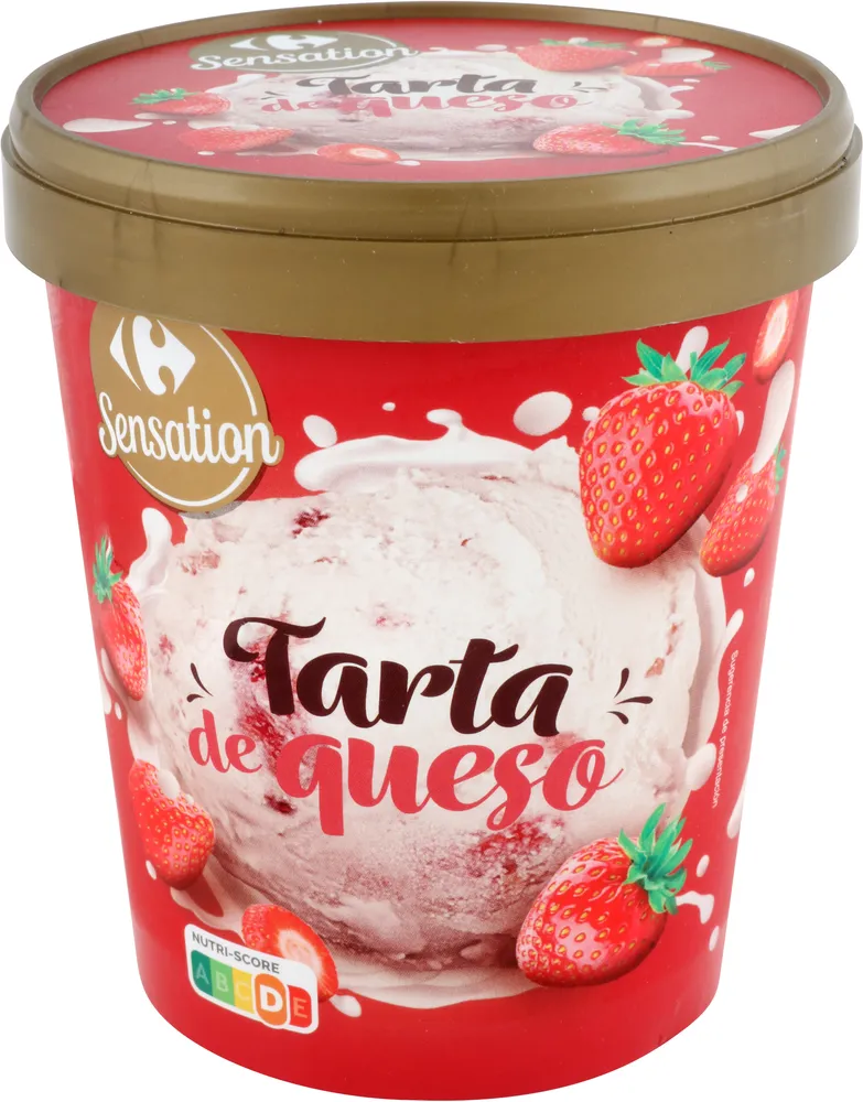 Helado pot tarta de queso con fresa