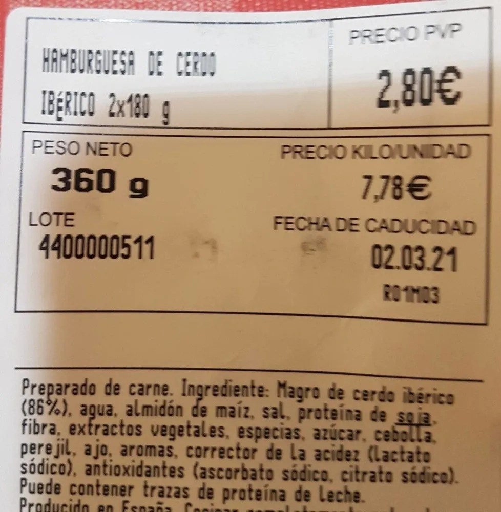 Hamburguesa de cerdo