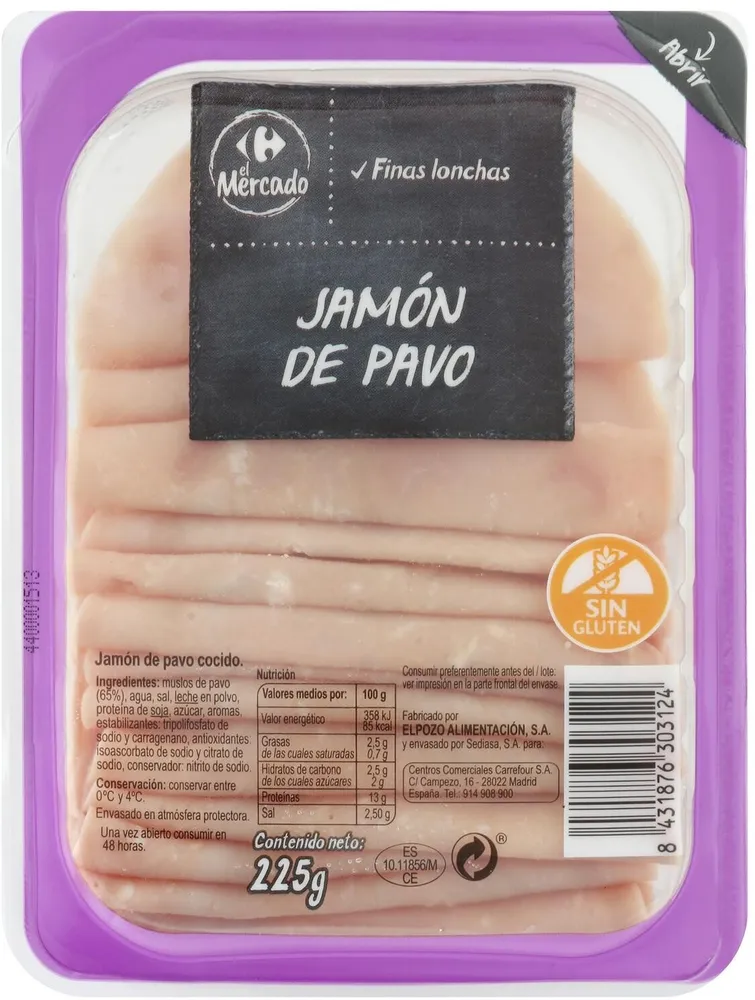 Jamón de pavo finas lonchas