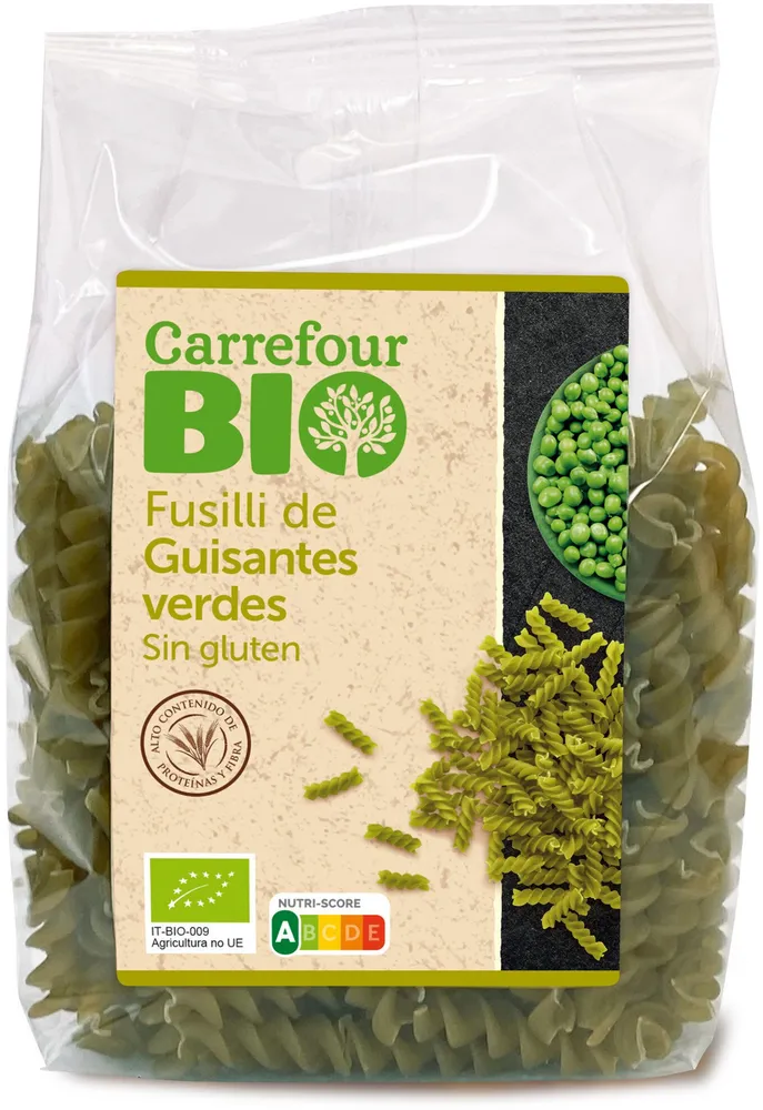 Fusilli de guisantes verdes