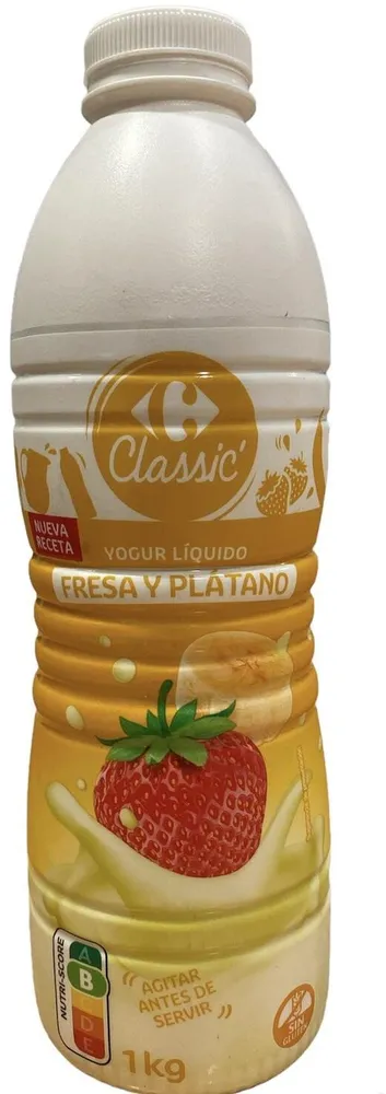 Yogur líquido fresa y plátano