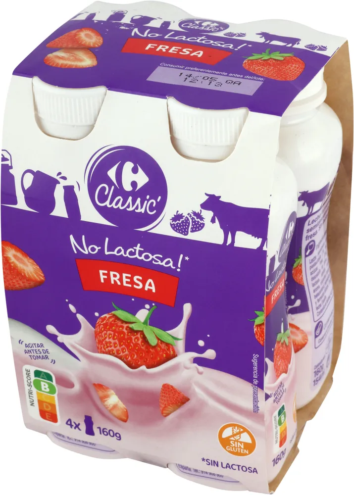 Leche fermentada de fresa sin lactosa