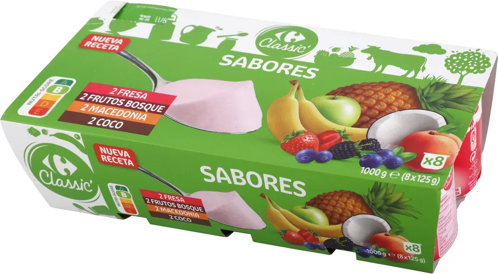 Yogur Sabores Fresa, Coco, Macedonia Y Frutas Bosque