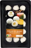 Perlas de queso rellenas de mango