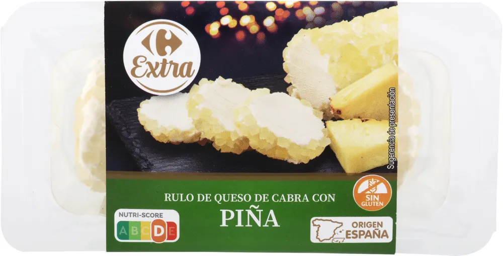 Rulito de queso de cabra con piña