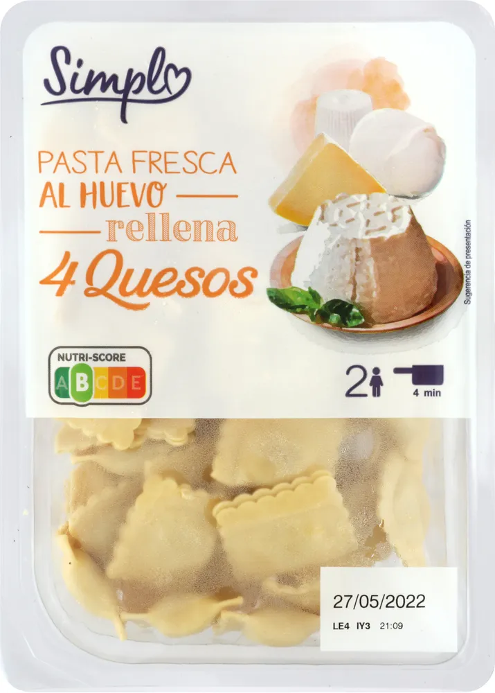 pasta rellena 4 quesos