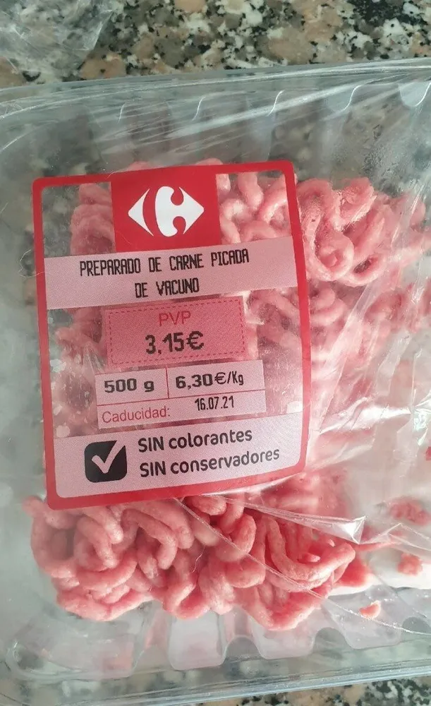 Preparado de carne picada de vacuno