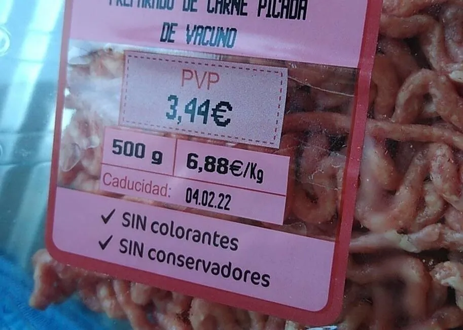 Preparado carne picada de vacuno