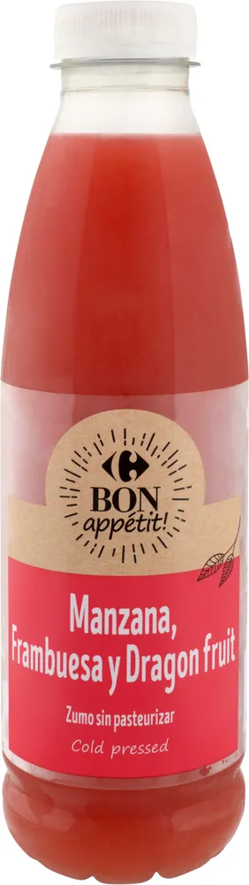 Zumo manzana, frambuesa y dragonfruit