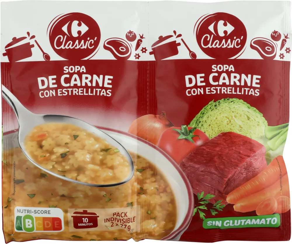 Sopa de carne con estrellitas