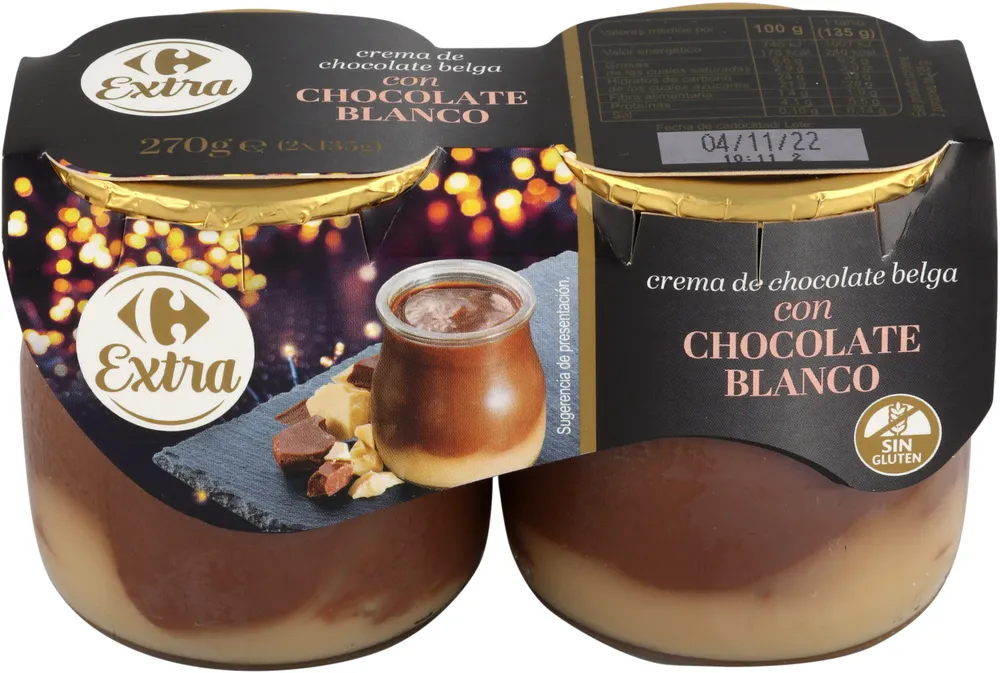 Crema de chocolate belga con chocolate blancoo