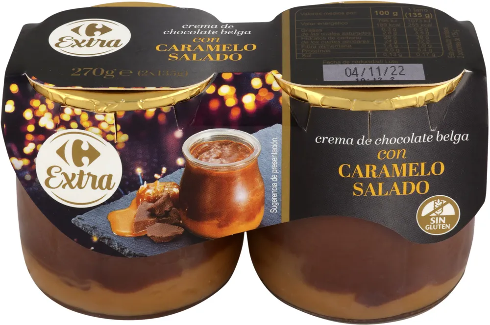 crema de chocolate belga con caramelo salado
