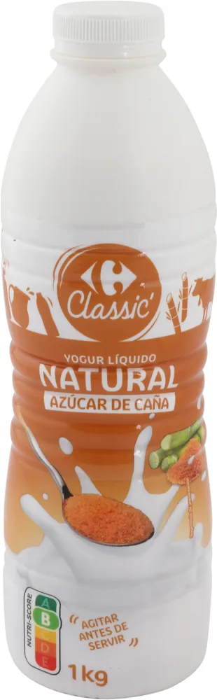 Yogur líquido natural con azúcar de caña