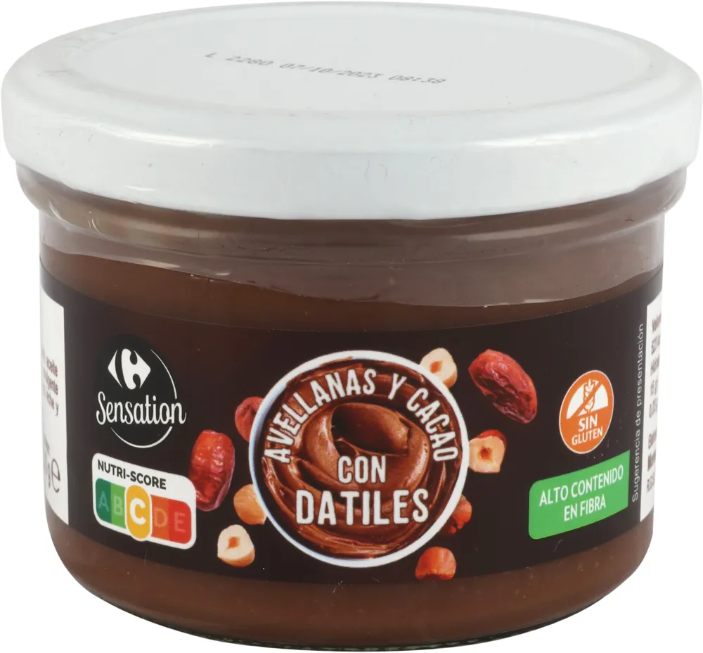 Crema de avellanas y dátil con cacao