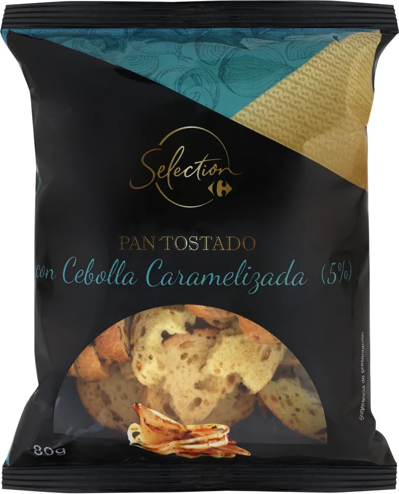 Pan tostado con cebolla caramelizada (5%)