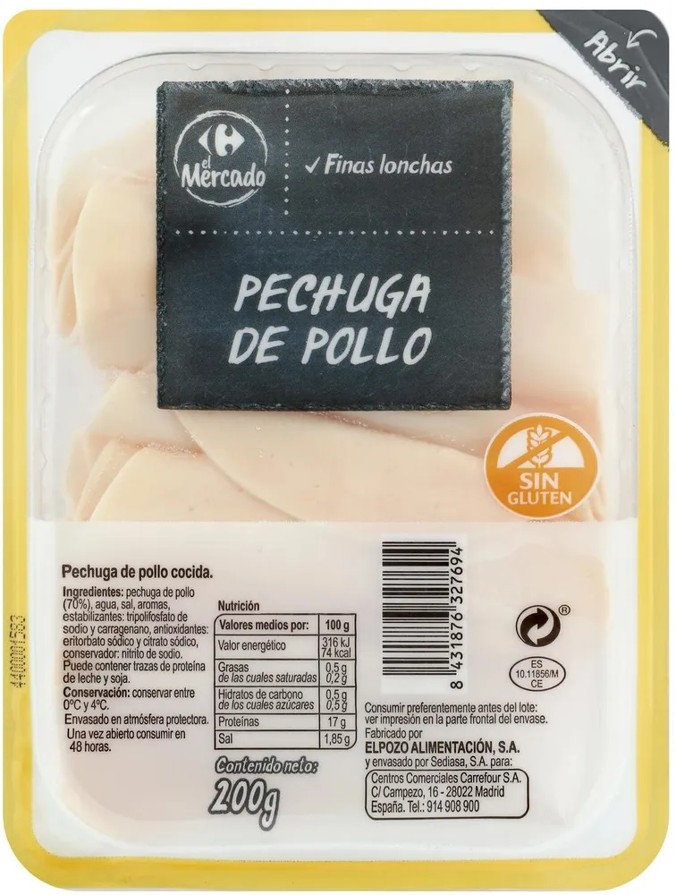 Pechuga de pollo finas lonchas
