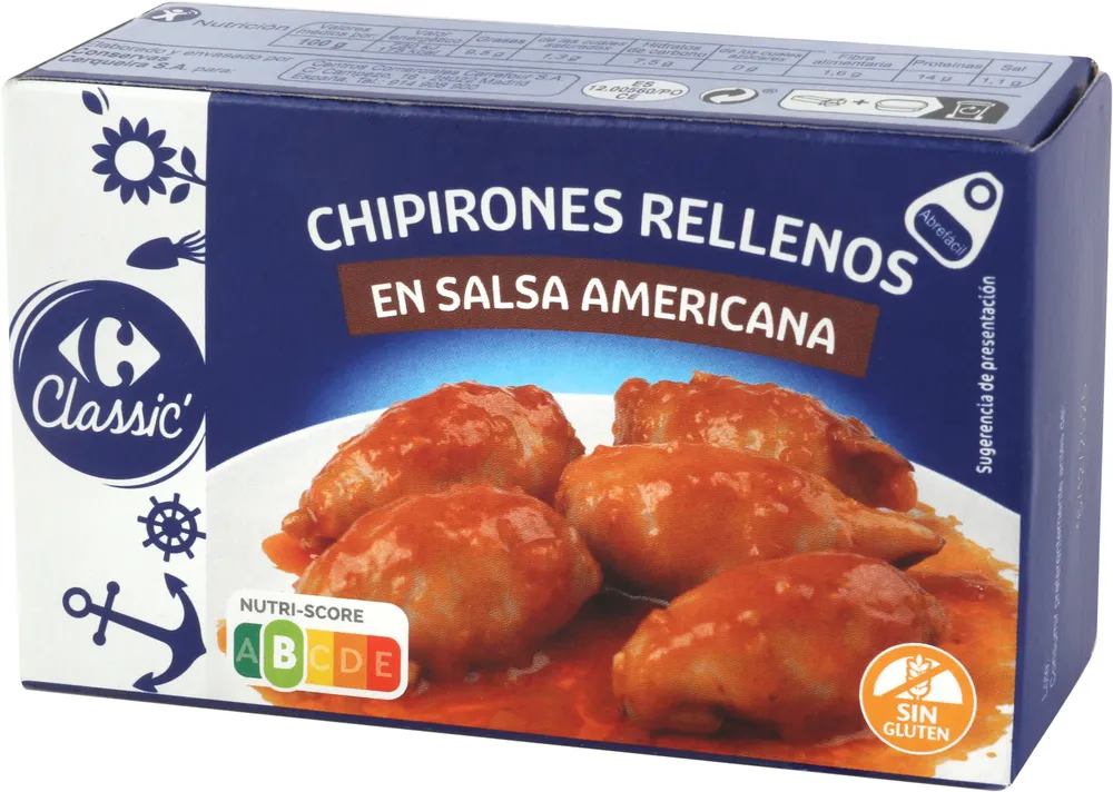 Chipirones rellenos en salsa americana