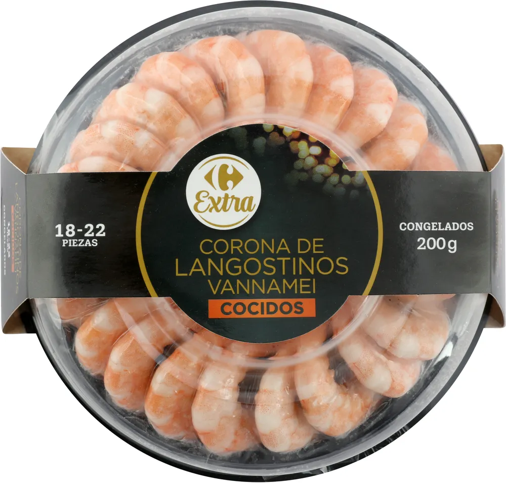 Corona de langostinos vannamei cocidos