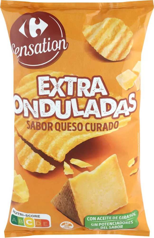 Patatas extra onduladas sabor queso curado
