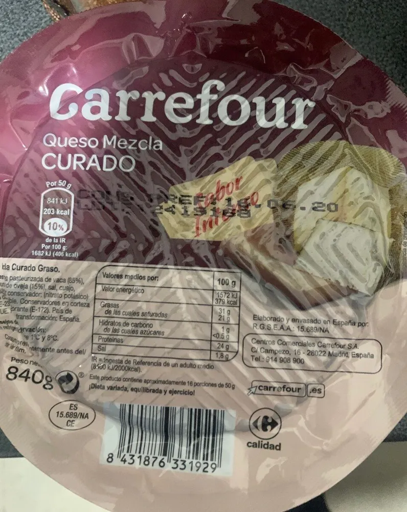 Queso mezcla curado