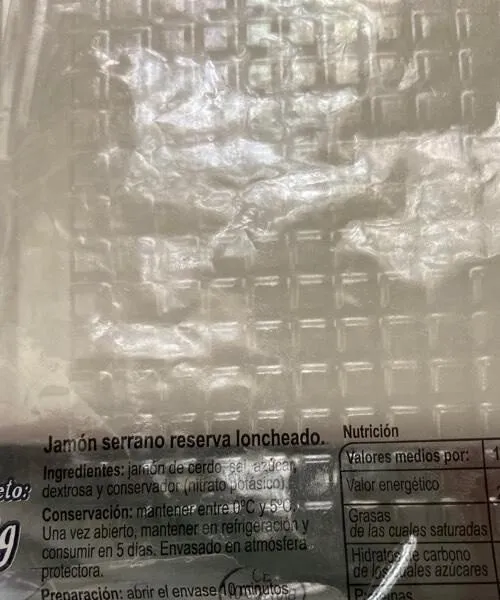 Jamón Serrano loncheado
