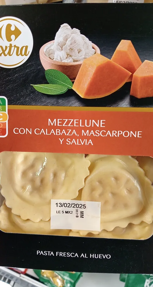 MEZZELUNE CON CALABAZA, MASCARPONE PASTA FRESCA AL HUEVO
