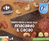 Barrita frutas & frutos secos anacardo & cacao