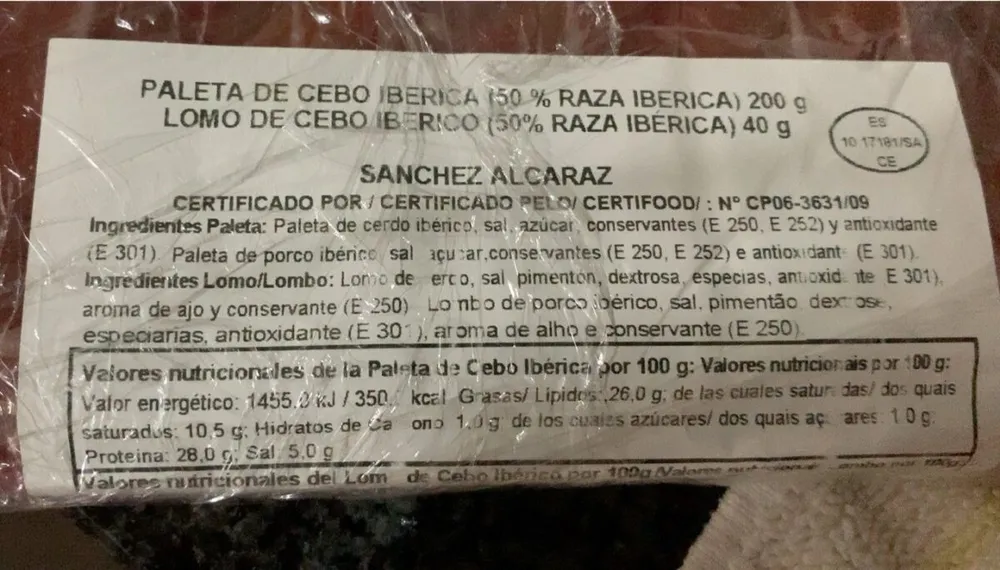 Paleta de cebo iberica