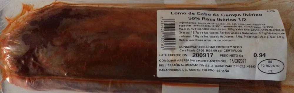 Lomo de cebo de campo ibérico 50%