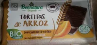 Tortitas de arroz con chocolate negro y naranja