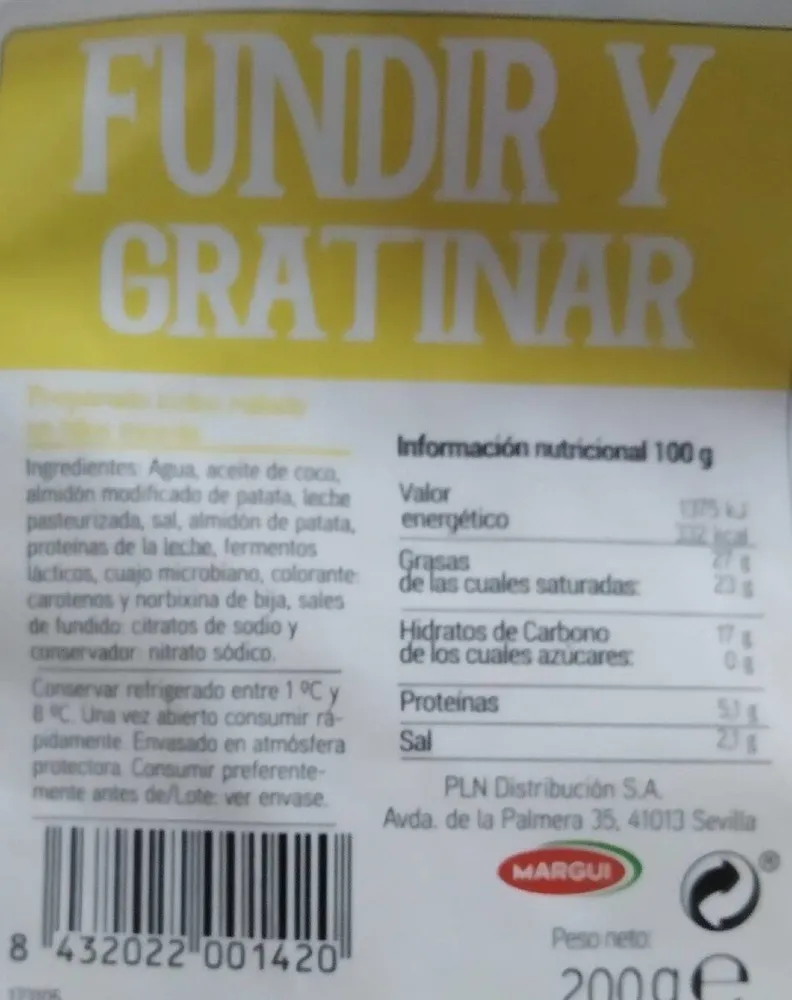 Queso fundir y gratinar