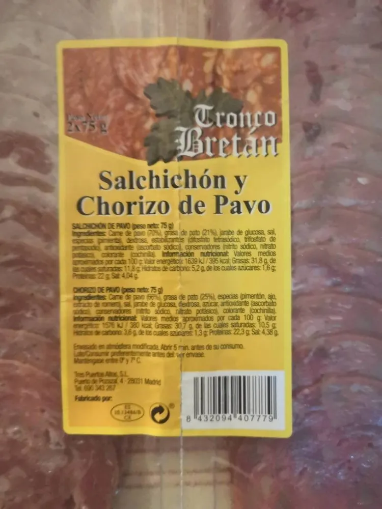 Salchichón y chorizo de pavo