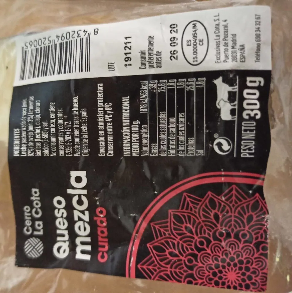 Queso mezcla curado